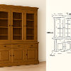 Bibliothèque en pin massif 2 x 3 portes et 3 tiroirs
